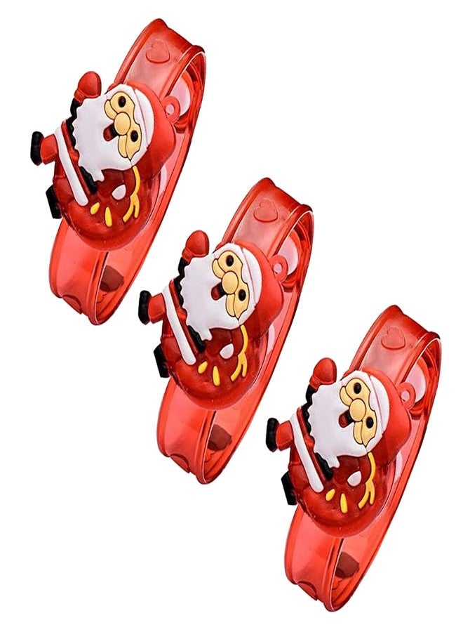 Partunay 4 Pcs Kids Led Christmas Bracelets Wristband Christmas Snap Bracelet Party Favors Santa Claus Snowman Reindeer Bear Christmas Decorations for Girls and Boys Christmas Gift For Kids - Image 5